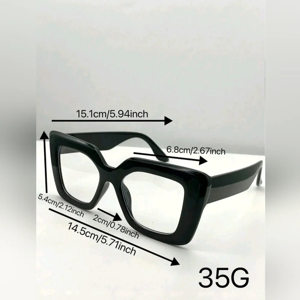 NEW Black Spotted Thick Oversize Fashion Glasses